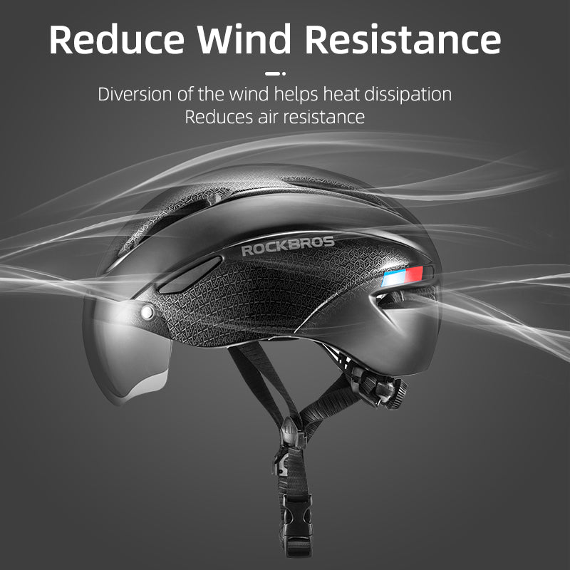 ROCKBROS Bicycle Helmet Men EPS Integrally-molded Breathable Cycling Helmet Men Women Goggles Lens Aero MTB Road Bike Helmet