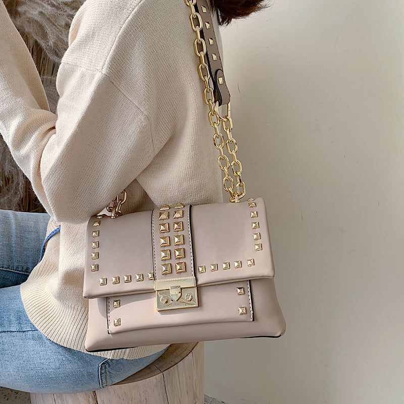 Chain stud shoulder bag