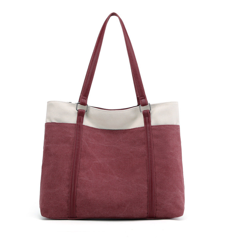 Women's Bag Shoulder Bag Color Matching Large Bag Portable Cloth