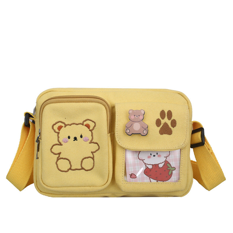 Cute Children's Embroidered Bear One-shoulder Messenger Bag