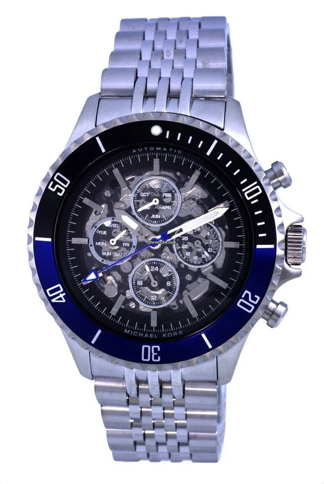 Michael Kors Bayville Skeleton Stainless Steel Automatic MK9045 Men's Watch