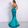 V-neck solid color sling backless ladies evening dress