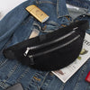 Men's and women's close-fitting double zipper flannel belt bag