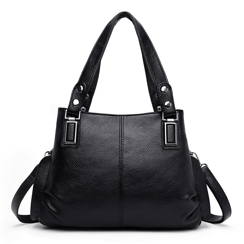 Leather three mouth women's bag single shoulder messenger handbag