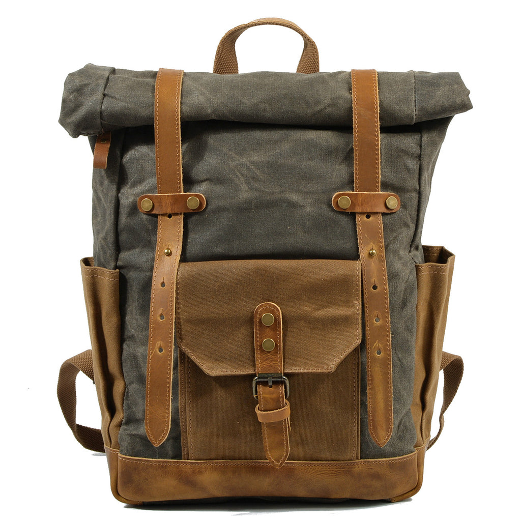 Retro contrast color waterproof rucksack