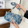 Blue Flowers Oil Painting Shoulder Cloud Bag