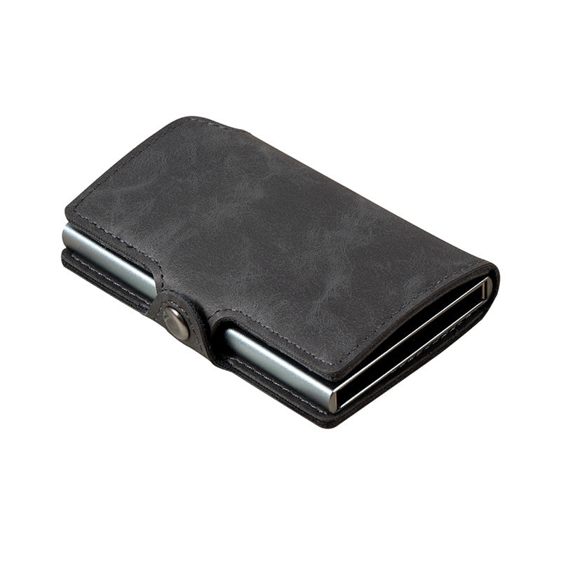 RFID ID Bank Card Holder PU Mini Metal Wallet