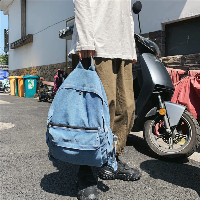 Denim Student Schoolbag Casual Large Capacity