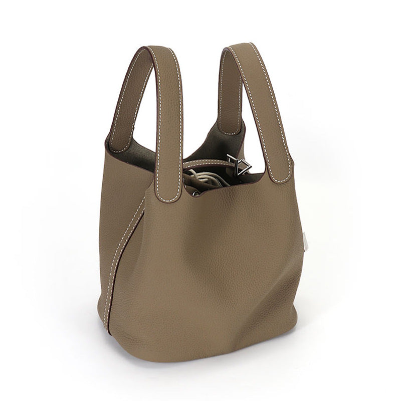 Women's Large Capacity Vegetable Basket Leather Bag