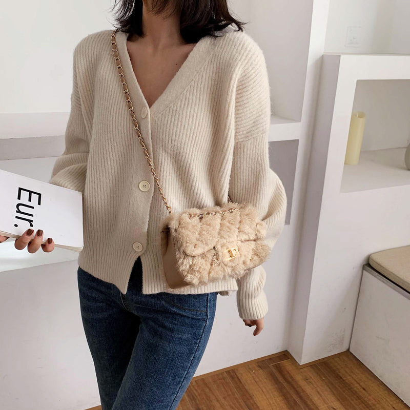 Plush bag for autumn and winter