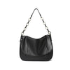 Real leather black flip shoulder bag