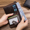 Double Zipper Buckle Leather Men's Wallet With Anti-theft Brush