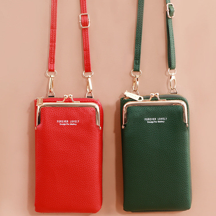 Women's Mobile Phone Bag Korean Style Fashion Lychee Pattern