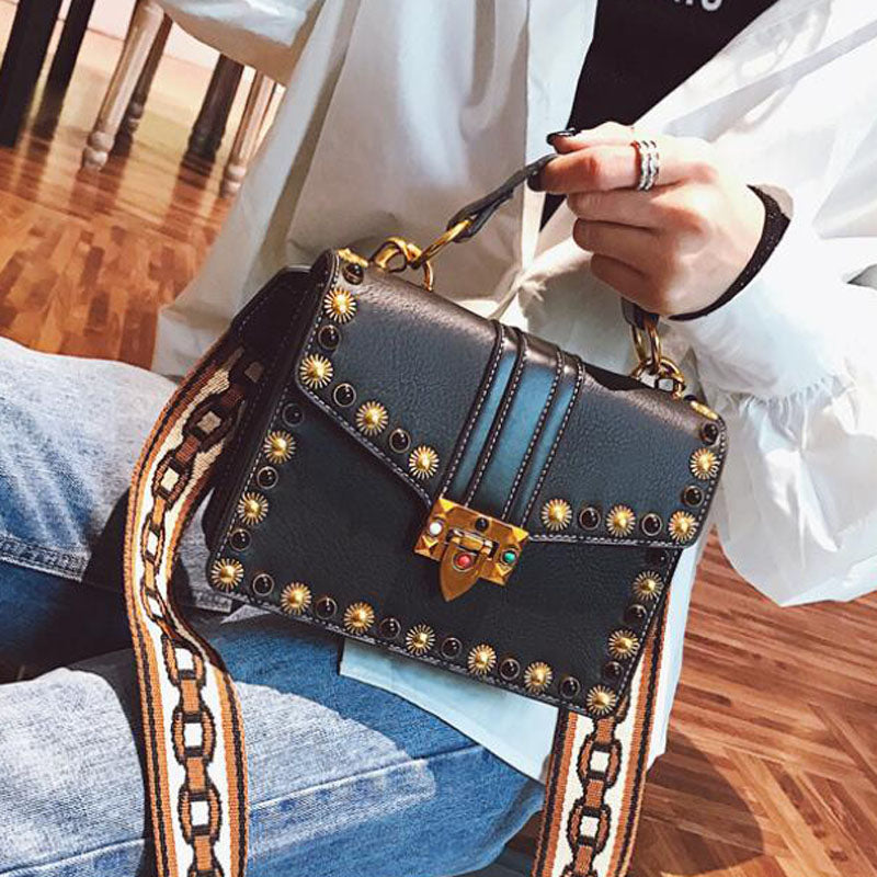 Studded small square bag