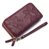 Ladies Double Zipper Leather Large Capacity Cowhide Wallet