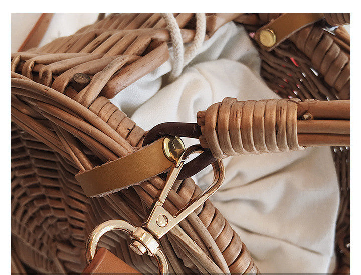 Versatile Crossbody One Shoulder Rattan Basket Bag Tote
