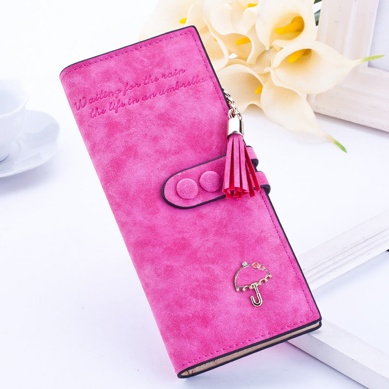 Ladies umbrella wallet female long zipper wallet Korean version of the multi-handle bag Taobao AliExpress through the scrub wallet