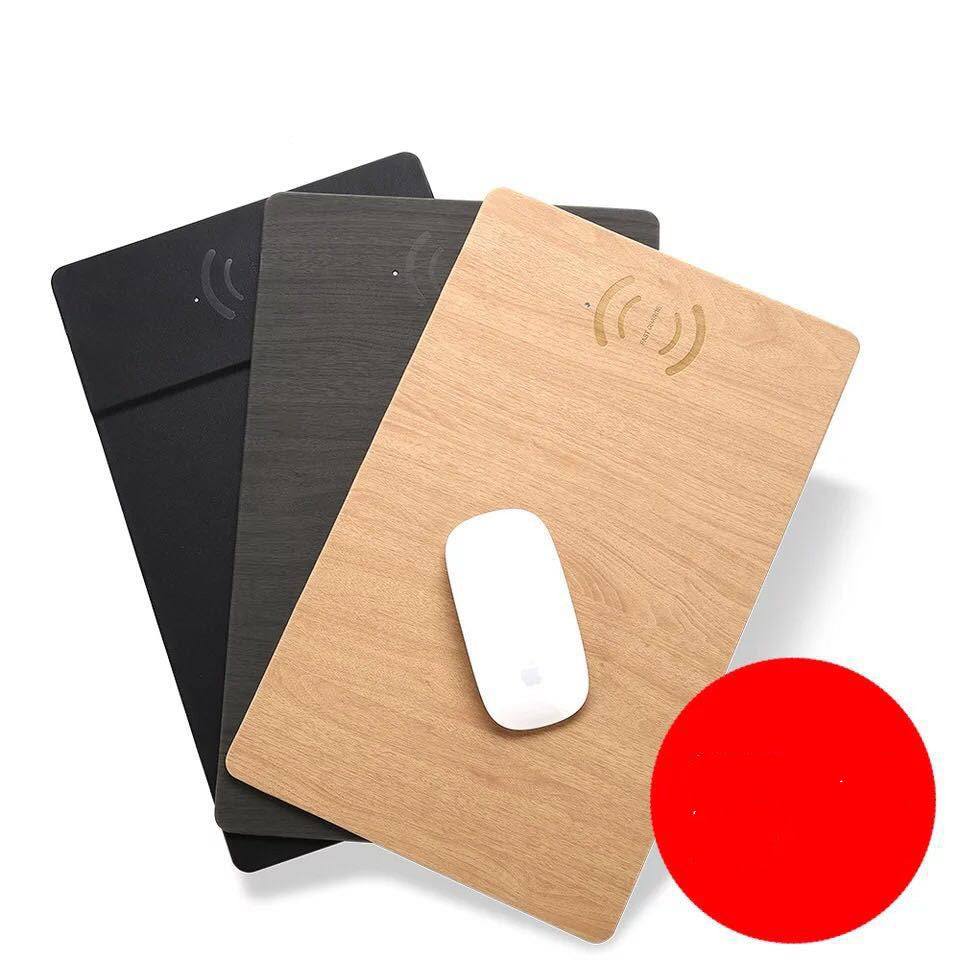 Mobile Phone Qi Wireless Charger Charging Mouse Pad Mat PU Leather Mousepad