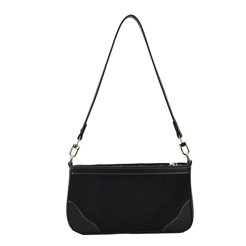 Frosted Color-blocking PU Small Square Long Zipper One-shoulder Messenger Bag