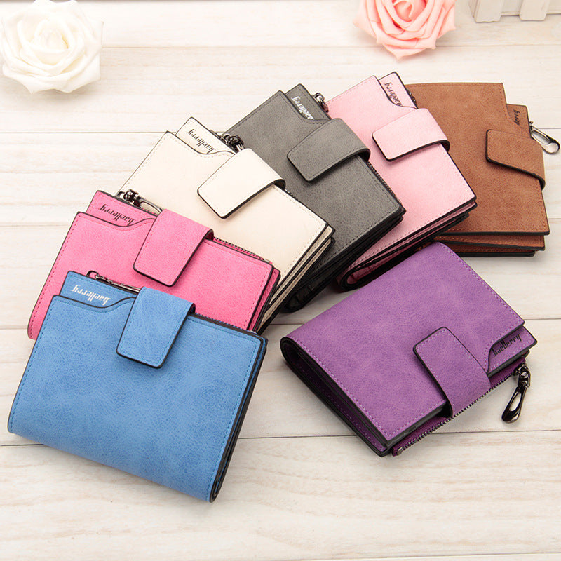 Manufacturers wholesale multifunctional Korean Ladies Purse vertical section nubuck leather zipper hasp multi card multicolor Wallet