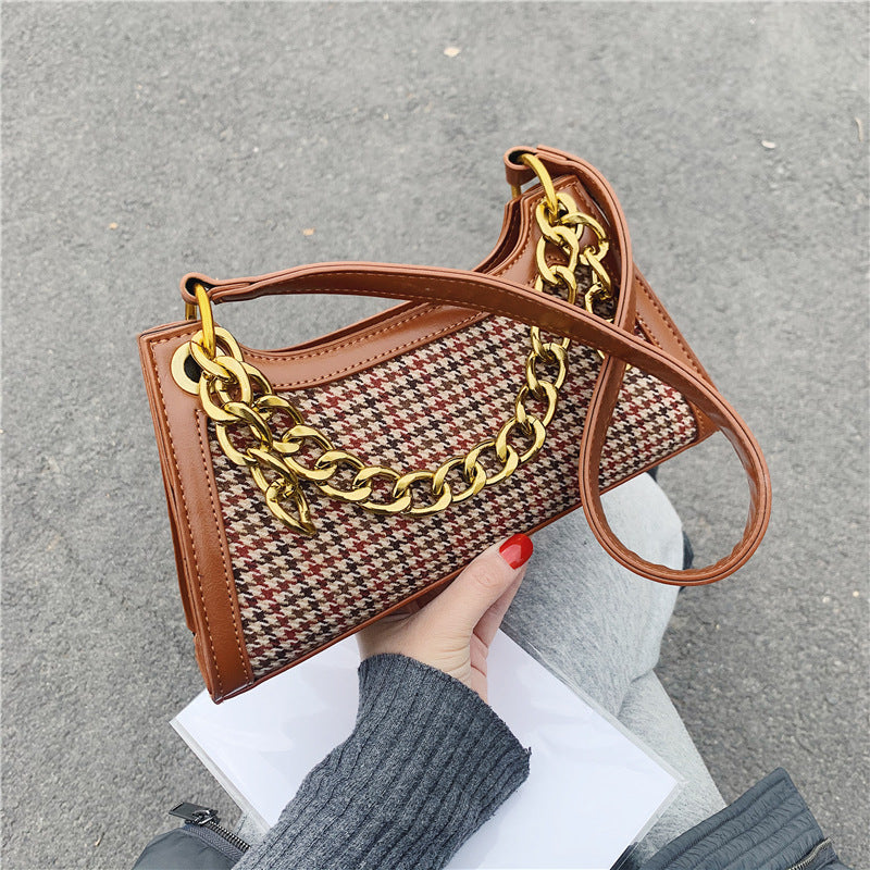 Fashion texture chain shoulder bag Western style all-match underarm bag