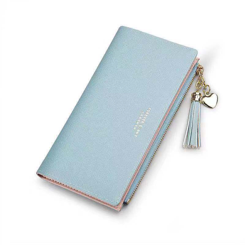 Fashion Simple Cross Pattern Tassel Zipper Wallet