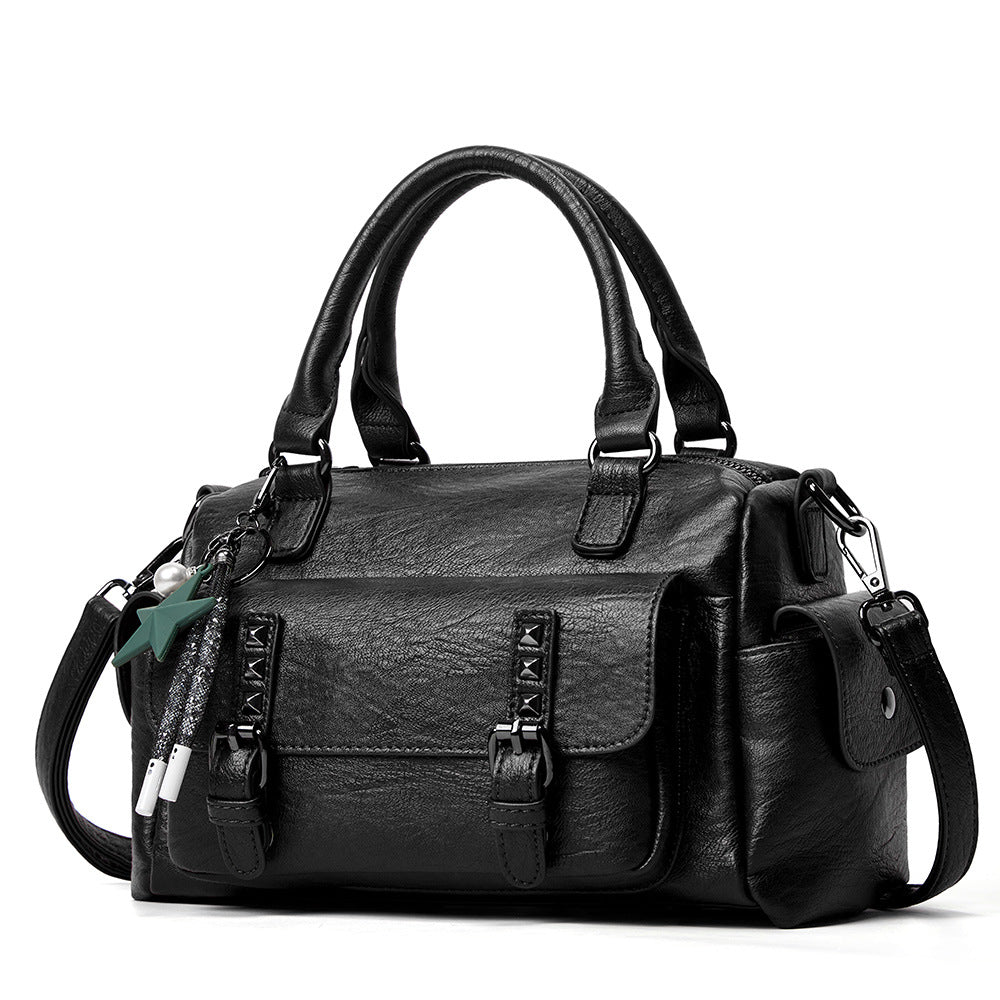 Women Bag Retro Leather Boston Women Handbag Designer