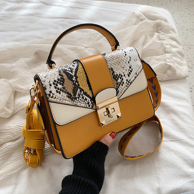 Snake pattern fashion lock ladies small square bag