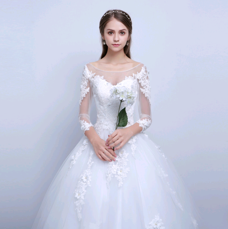 2021 new shoulders Slim Qi wedding bride married slim wedding dress