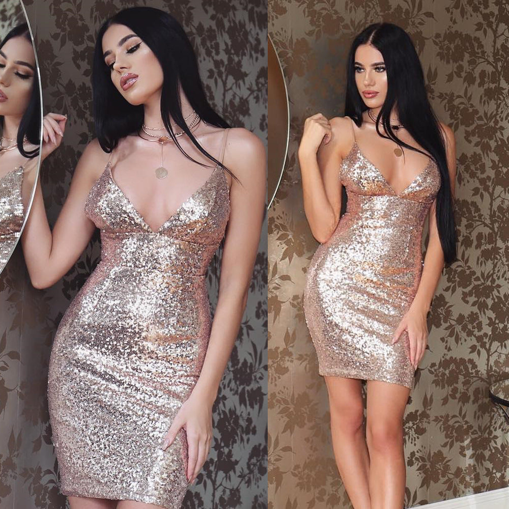 Strap sequin dress