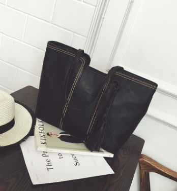 Thick line big bag tassel portable casual shoulder bag