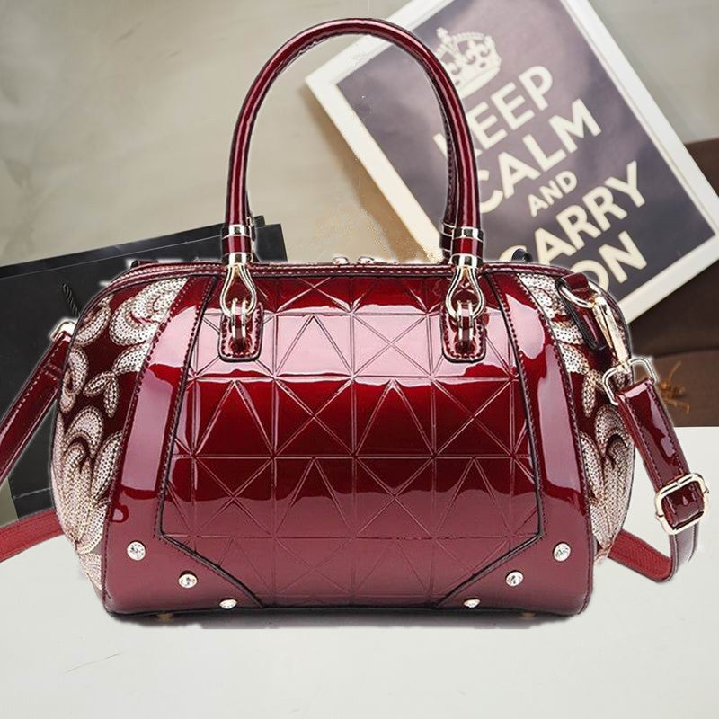 Patent leather Boston handbag