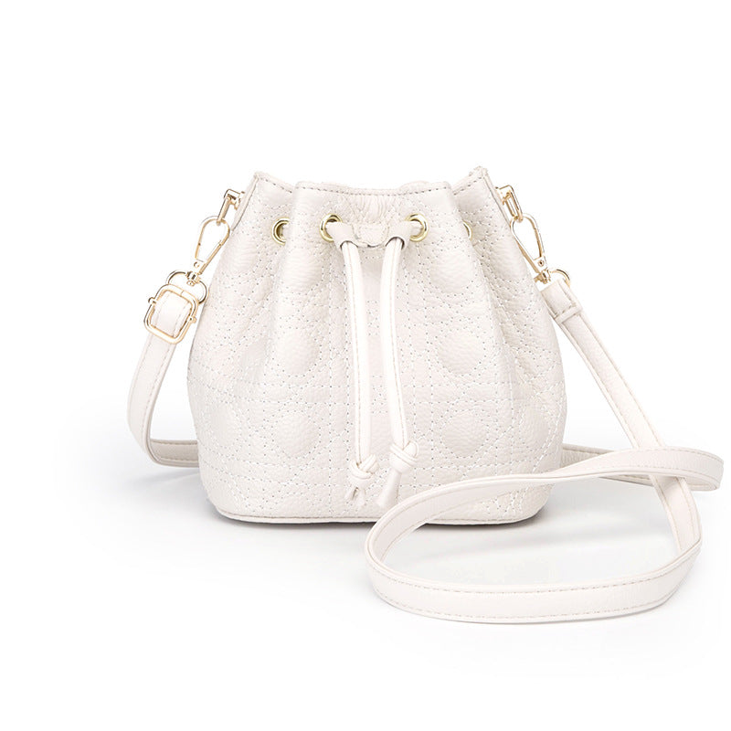 Cowhide Bucket Cloud Pearl Handbag