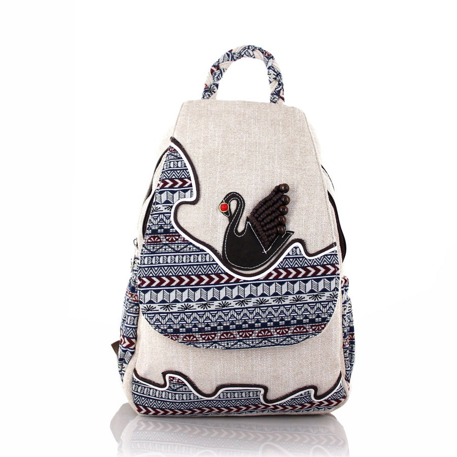 Swan Woven Three-dimensional Double-layer Zipper Backpack