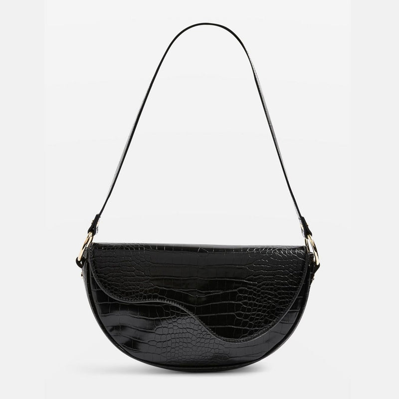 Niche Design Half-moon Textured Underarm Single Shoulder Saddle Bag