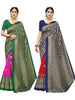 Combo Pack Of 2 - Women's Printed Poly Silk Saree With Blouse Indian Traditional Saree Wedding Dress Handmade Famous Actress Style Party Wear Free Size  Ethenic Wear Clothes For Women