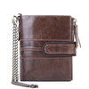 Anti-theft Swiping Wallet Genuine Leather Multifunctional Buckle Zipper Vintage Crazy Horse Leather Men's Bag Leisure Coin Purse