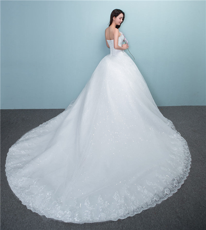 Aliexpress wedding bride wedding dress 2021 new large tail size wedding dress factory wholesale TH52