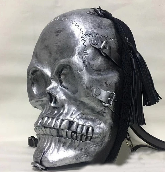 Personality new three-dimensional bone skull PU backpack Fashion multi-function outdoor backpack wholesale