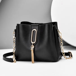Solid Color Chain Bag Tassel Single Shoulder Crossbody Bag