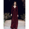 Wine Red Temperament Host Dress Annual Meeting Long