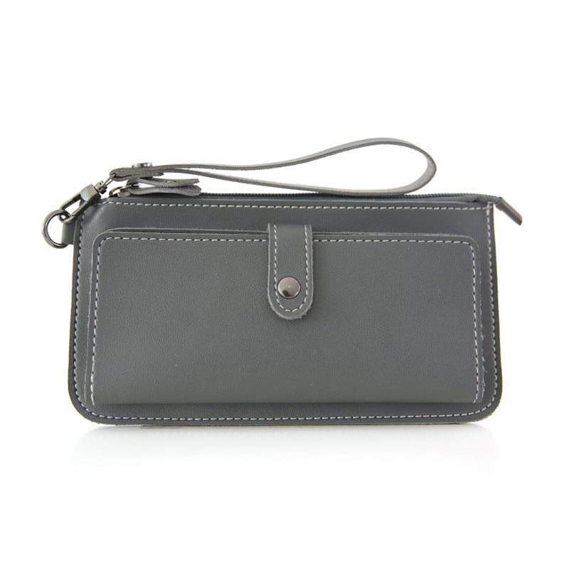 The new spring and summer 2021 women's long simple multifunctional hand clasp zipper zipper multi Card Wallet students