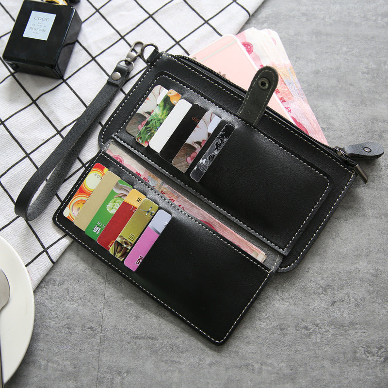 The new spring and summer 2021 women's long simple multifunctional hand clasp zipper zipper multi Card Wallet students