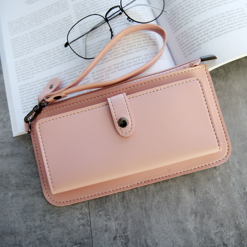 The new spring and summer 2021 women's long simple multifunctional hand clasp zipper zipper multi Card Wallet students