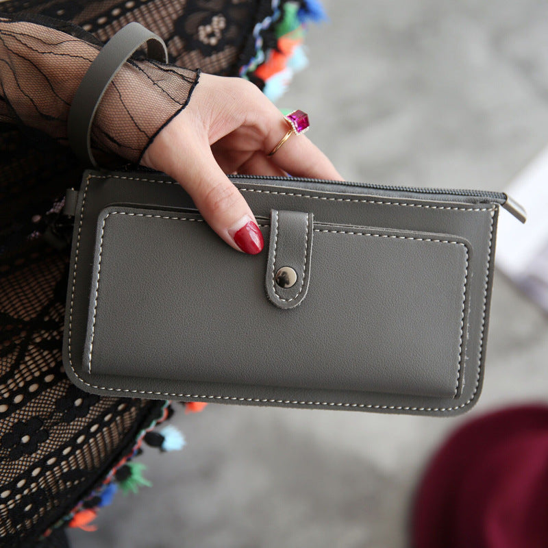 The new spring and summer 2021 women's long simple multifunctional hand clasp zipper zipper multi Card Wallet students