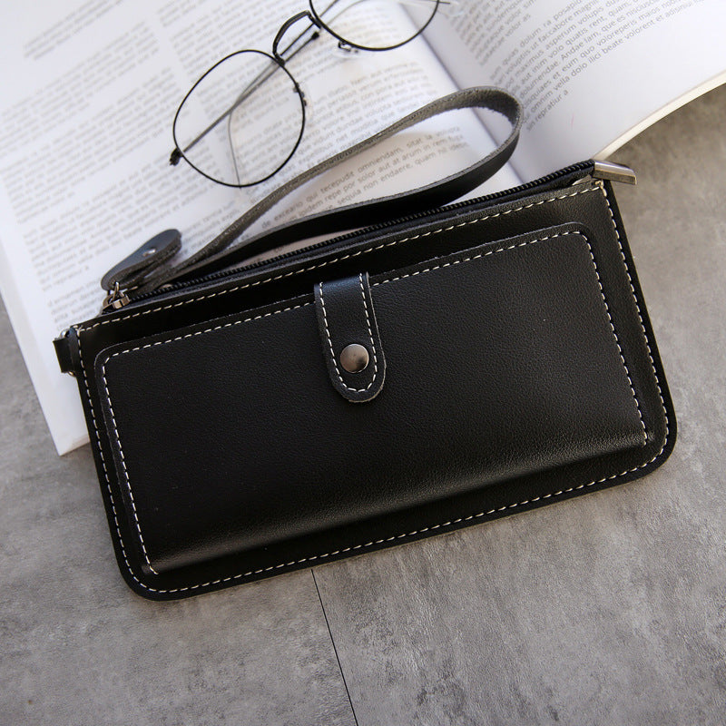 The new spring and summer 2021 women's long simple multifunctional hand clasp zipper zipper multi Card Wallet students