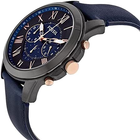 Fossil Grant Chronograph Black and Blue Dial Blue Leather FS5061 Men's Watch