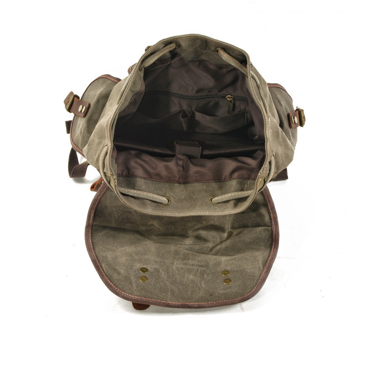 Canvas stitching leather mountaineering bag