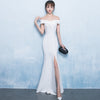 Banquet evening dress word-shoulder fishtail dress