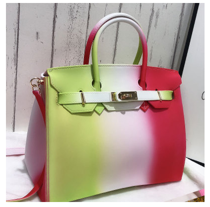 New colorful color women's portable scrub jelly bag fashion platinum shoulder diagonal PVC female big bag